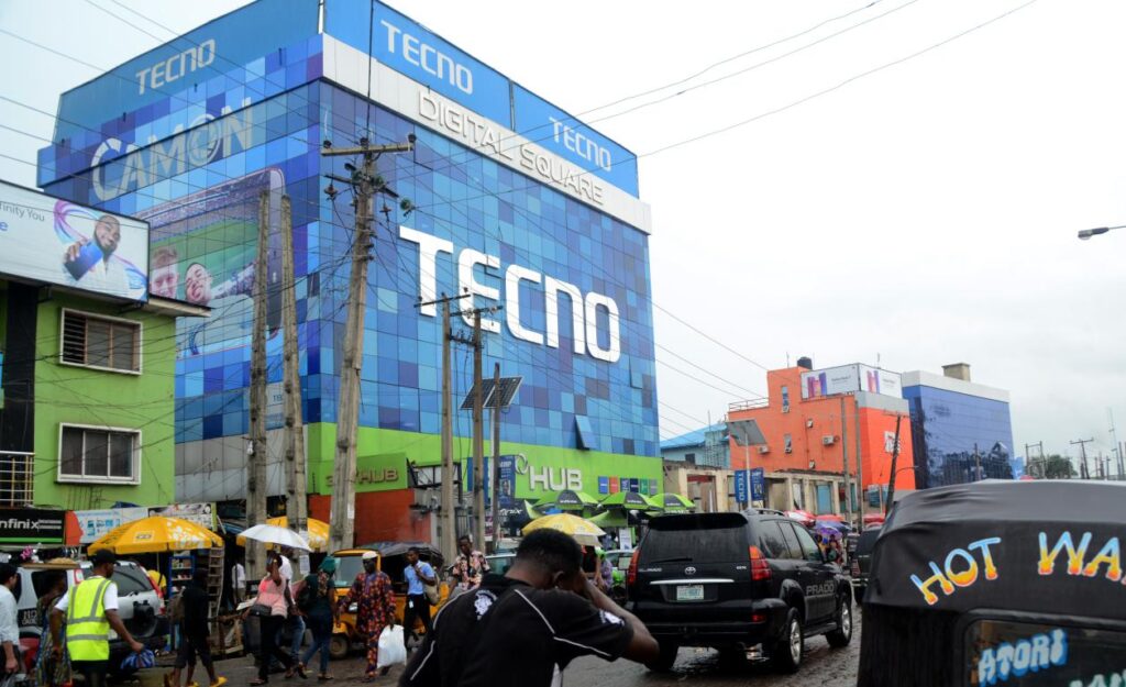 Computer Village market in Ikeja, Lagos, where SMEs weigh the HubSpot vs Zoho Nigeria choice alongside their tech purchases