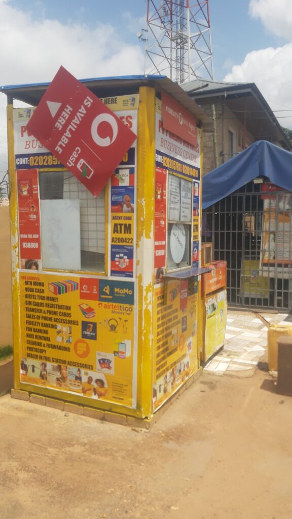 Mobile money kiosk in Ghana, where payments can trigger marketing automation Ghana businesses use for receipts and follow-ups