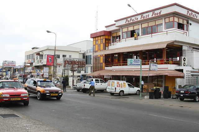 Shops along Oxford Street in Osu, Accra