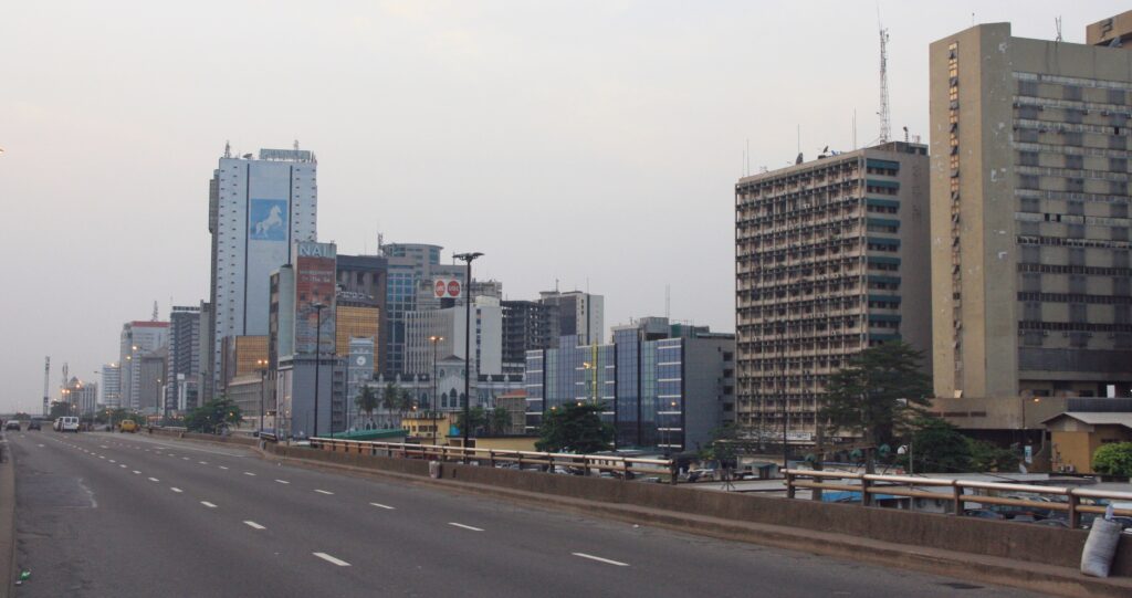 Lagos city skyline with residential and office buildings