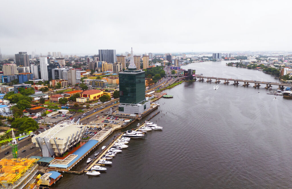 Aerial view of Victoria Island in Lagos, Nigeria