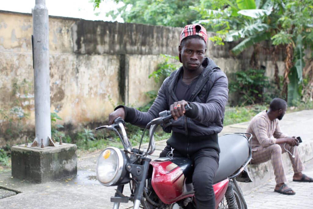 Man on a motorcycle, the last-mile link between a paid online order and the customer's door